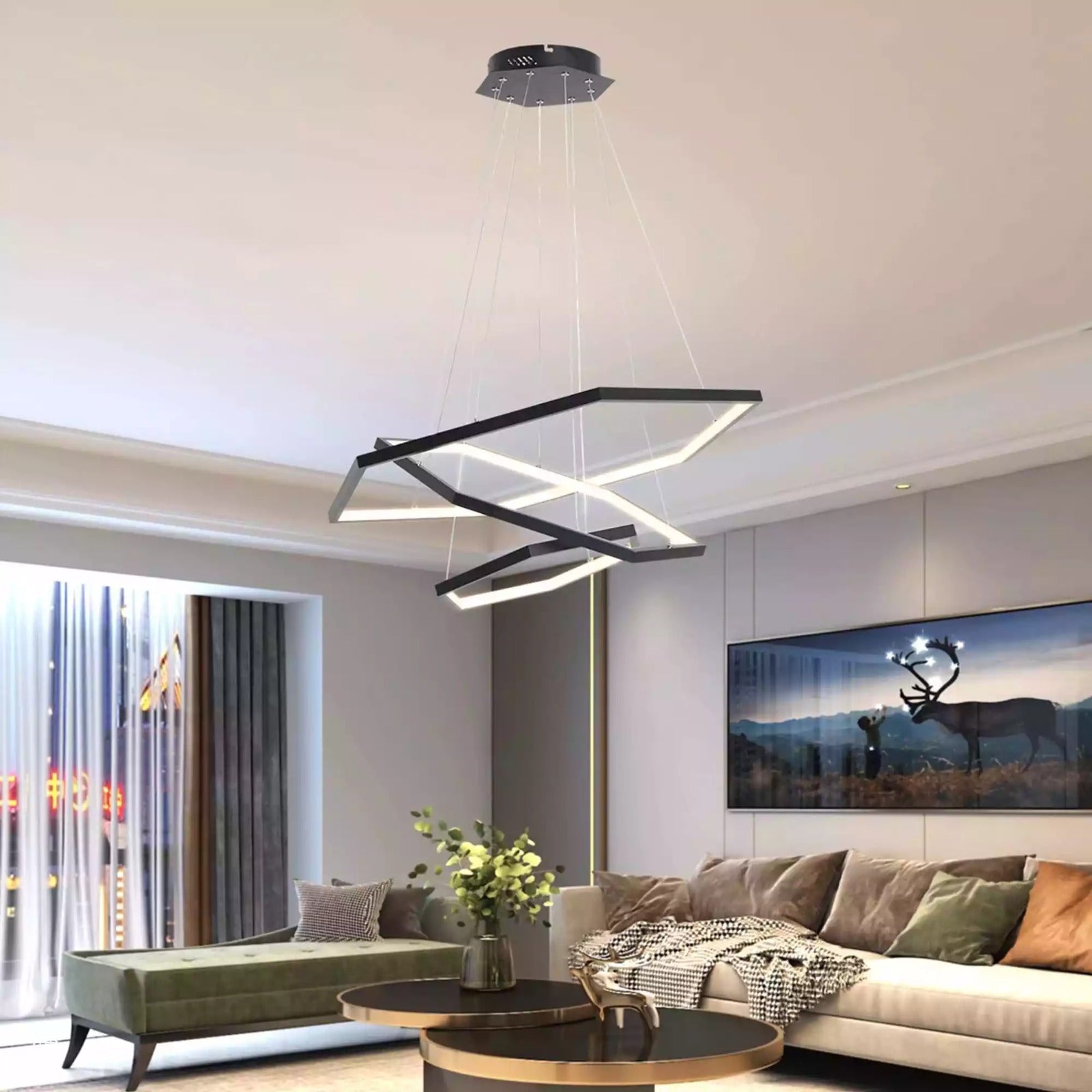 نجفة ليد مودرن سادسي اسود