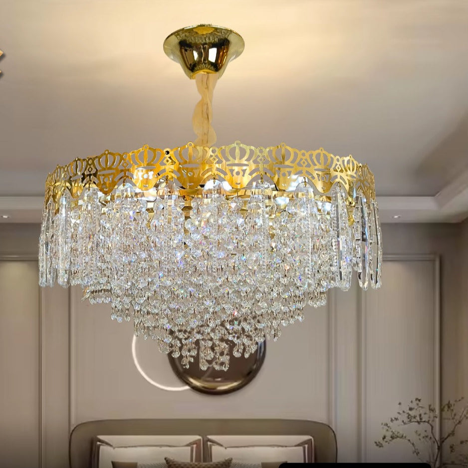 نجفة كرستال تاج السلطان 50سم دهبي