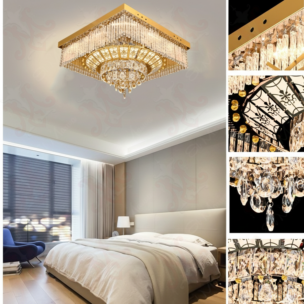 كشاف ليد كرستال مربع 60 *60سم دهبي